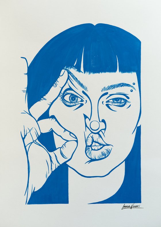 Portrait of a woman with OK sign Painting