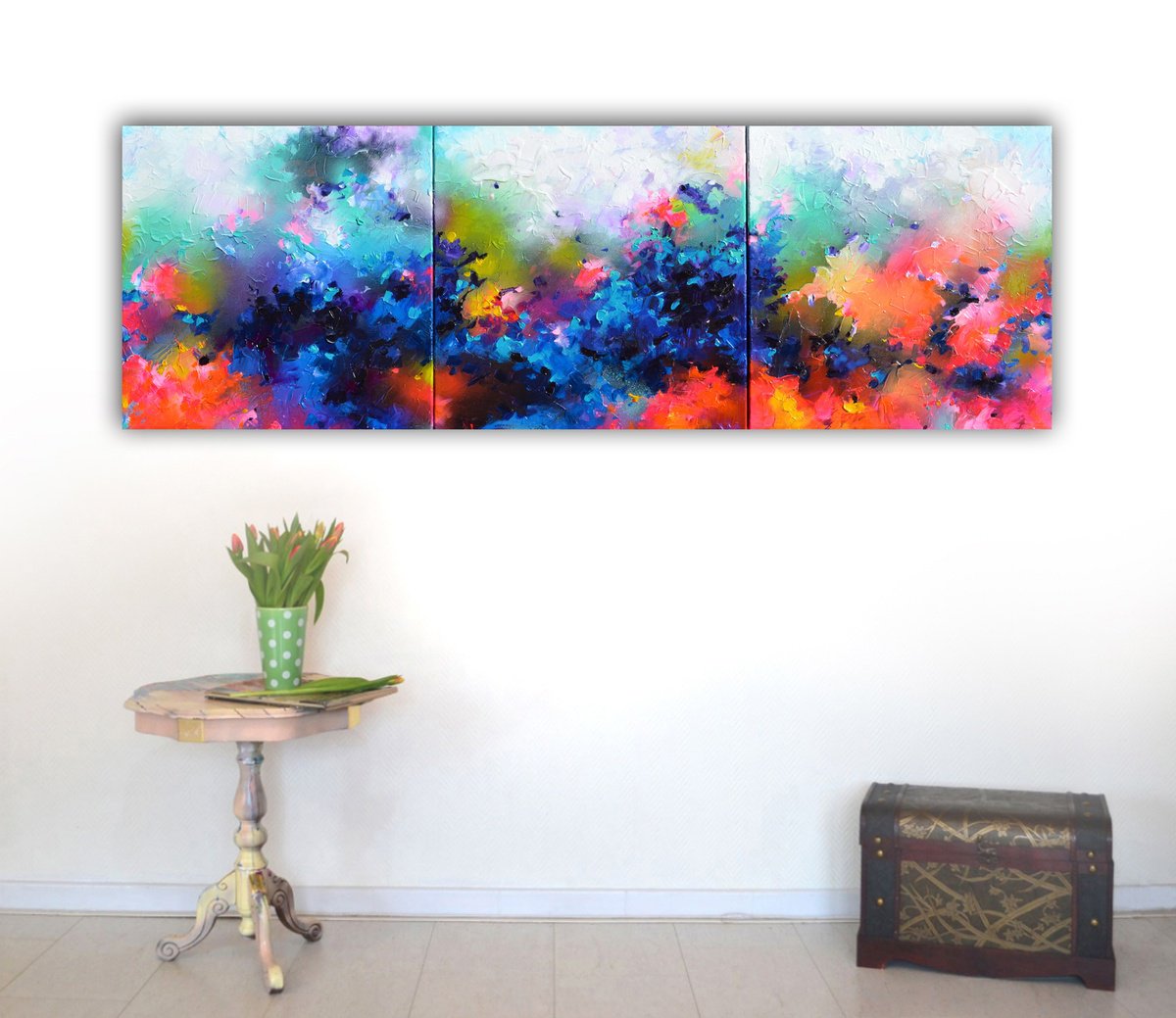 Organic Abstract Acrylic Painting By Soos Roxana Gabriela, 59 X 20", Fresh Moods 113, Original Artwork