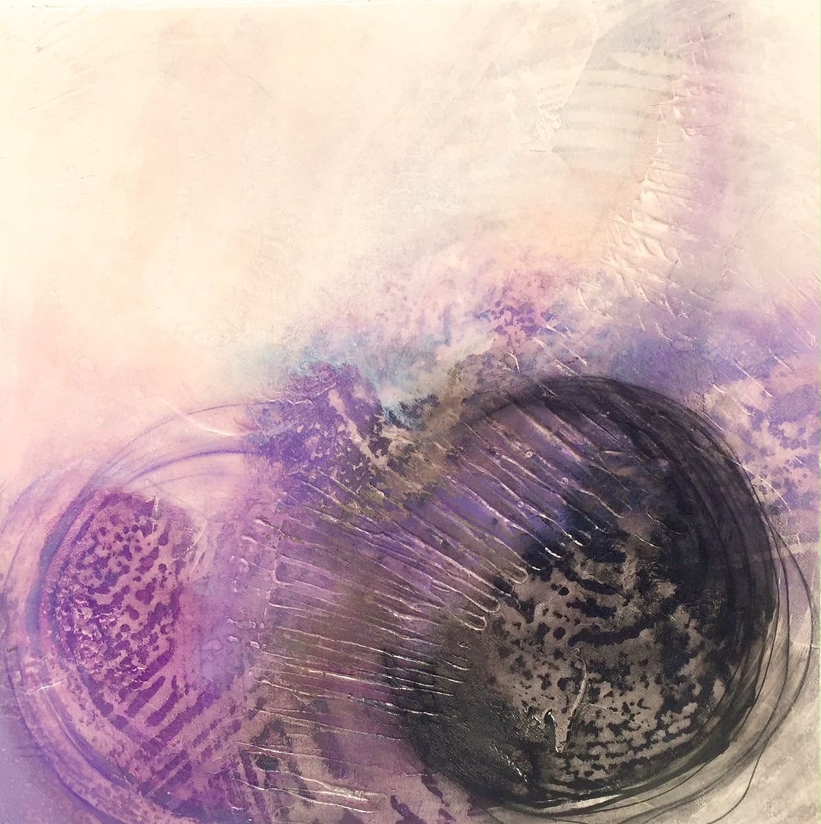 Organic Abstract Acrylic Painting By Natasha Dess, 12 X 12", Nebuleuse Iii, Original Artwork