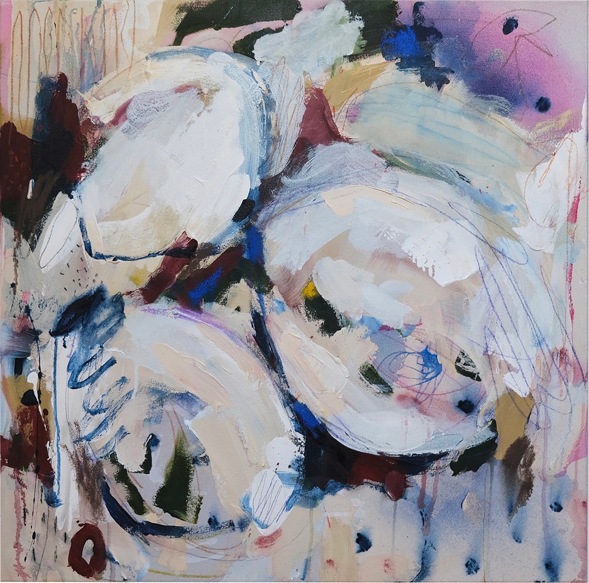 Expressive Abstract Acrylic Painting By Egle Ra, 28 X 28, Echoes Of Change, Original Artwork