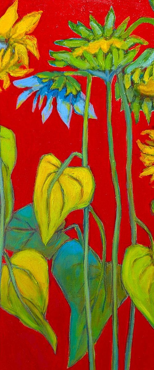 Sunset with Sunflowers . by Veta  Barker