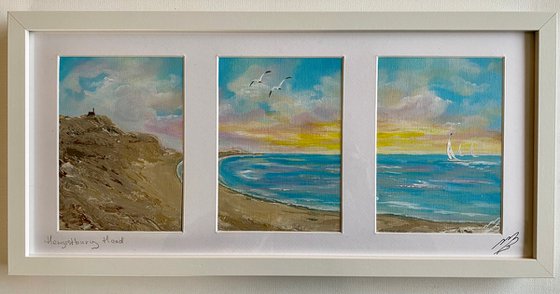 Framed Triptych of Hengistbury Head