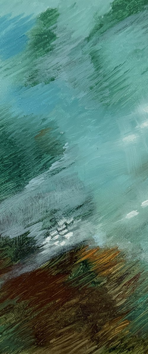 Sea pulse Green Coastal Abstract by Aisylu Burangulova