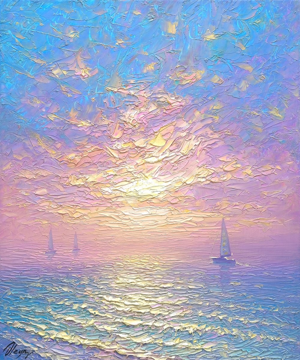 Impressionistic Landscape Oil Painting By Dmitry Oleyn, 20 X 24, Reflection Of Infinity, Original Artwork