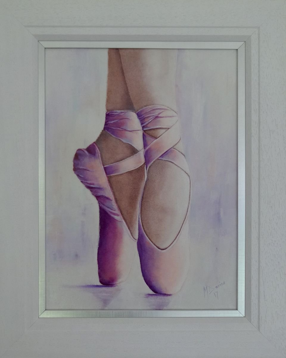 Impressionistic Portrait Oil Painting By Mel Davies Original Art, 17 X 21", My New Ballet Shoes, Original Artwork