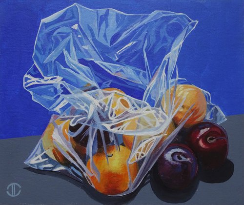 Oranges And Plums Still Life by Joseph Lynch