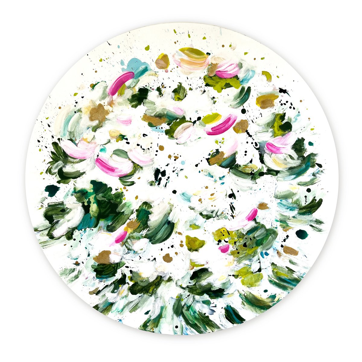 Organic Botanical Acrylic Painting By Corinne Natel, 31 X 31, Superluminal Sea #2, Original Artwork