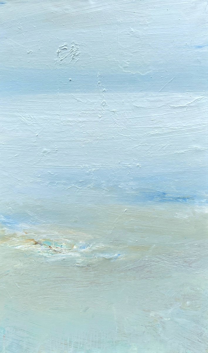 Abstract Landscape Oil Painting By Zakhar Shevchuk, 24 X 39", Above The Clouds, Original Artwork