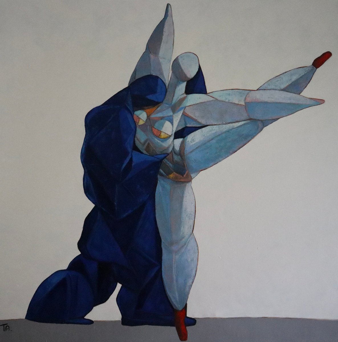 Abstract Portrait Oil Painting By Ta Byrne, 79 X 79", Dancing Lovers, Original Artwork