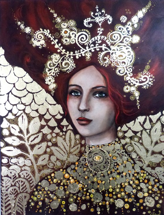 Mystic Diva 50 x 65 cm a tribute to Klimt