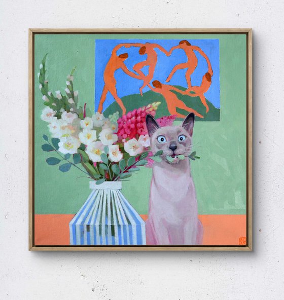 Gladioli, Matisse and the cat