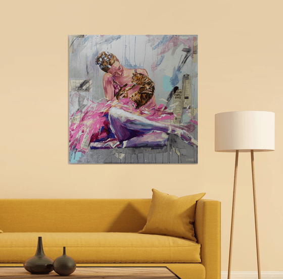 The Softer Side-Original Ballerina painting-Ballet painting