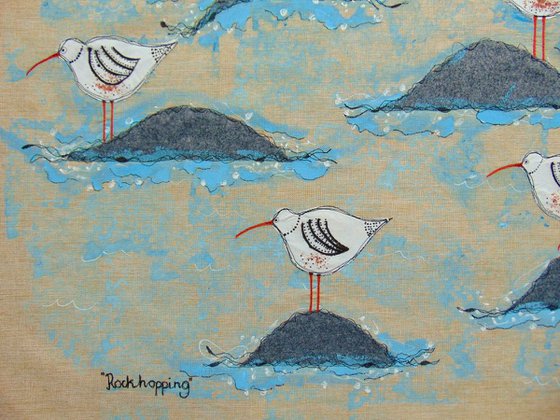 "Rockhopping" - large textile collage