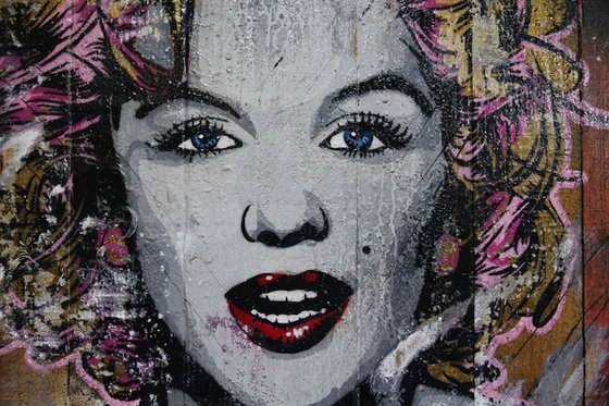 Marilyn... Beautiful Disaster 113cm x 113cm Marilyn Monroe Recycled Wood Urban Pop Art