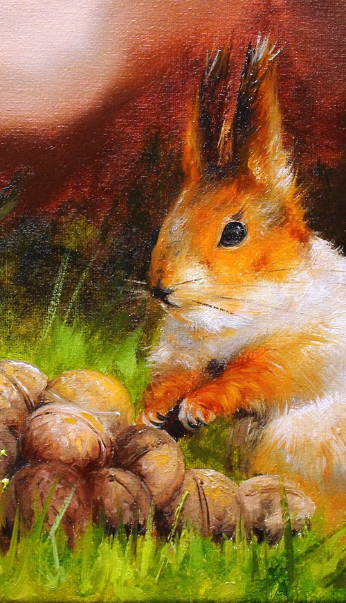 Squirrel and Walnuts by Natalia Shaykina