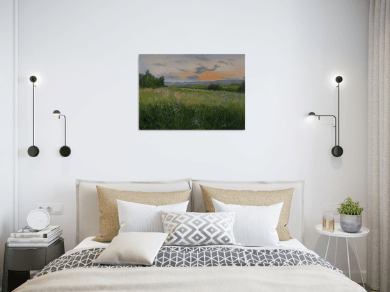 Field of flowers on sunrise
