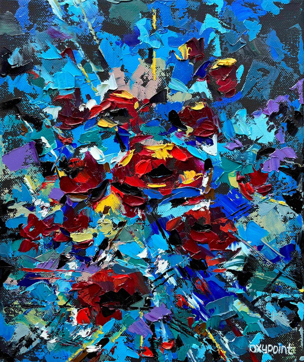 Expressive Botanical Oil Painting By Oxypoint, 10 X 12", "Summer Bouquet", Original Artwork