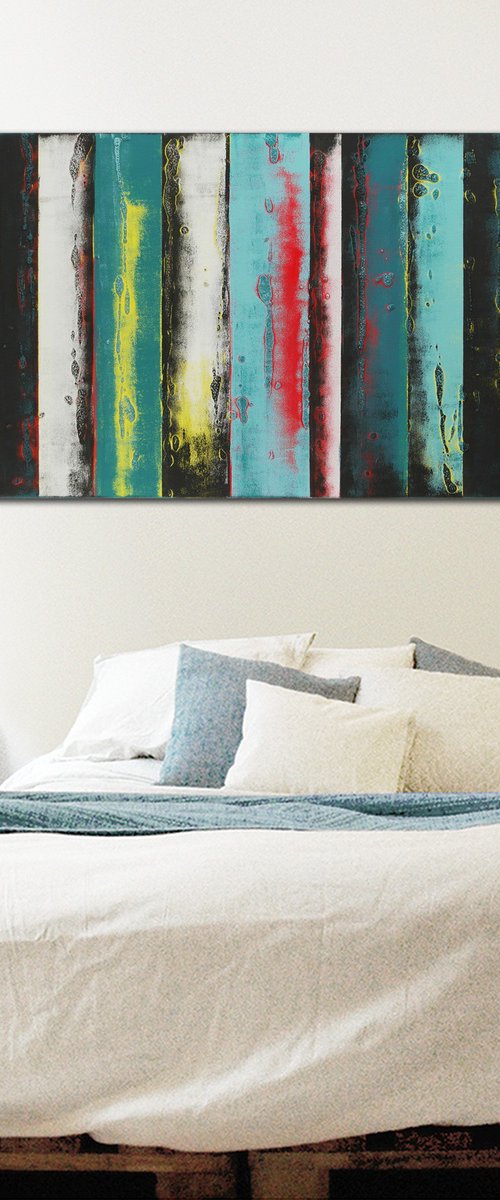 Panels Turquoise Original by Ronald Hunter