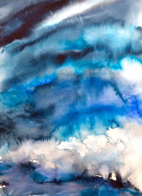 Endless Blue  I  Landscape I Seascape I Abstract Watercolor