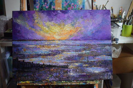 Whitstable Sunset landscape painting,