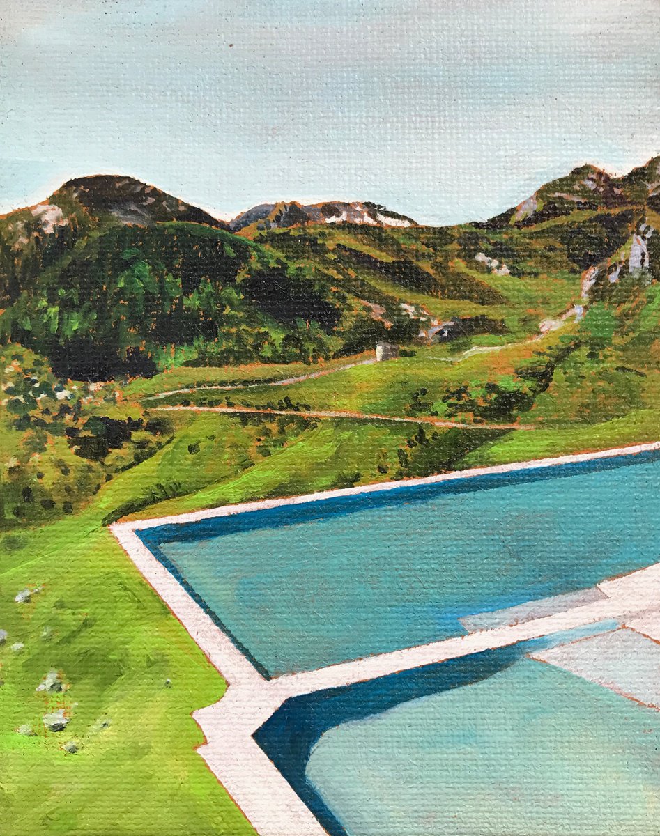 Surrealistic Landscape Oil Painting By Sofia Fresia, 8 X 10", Equilibrio Dinamico 7/14, Original Artwork