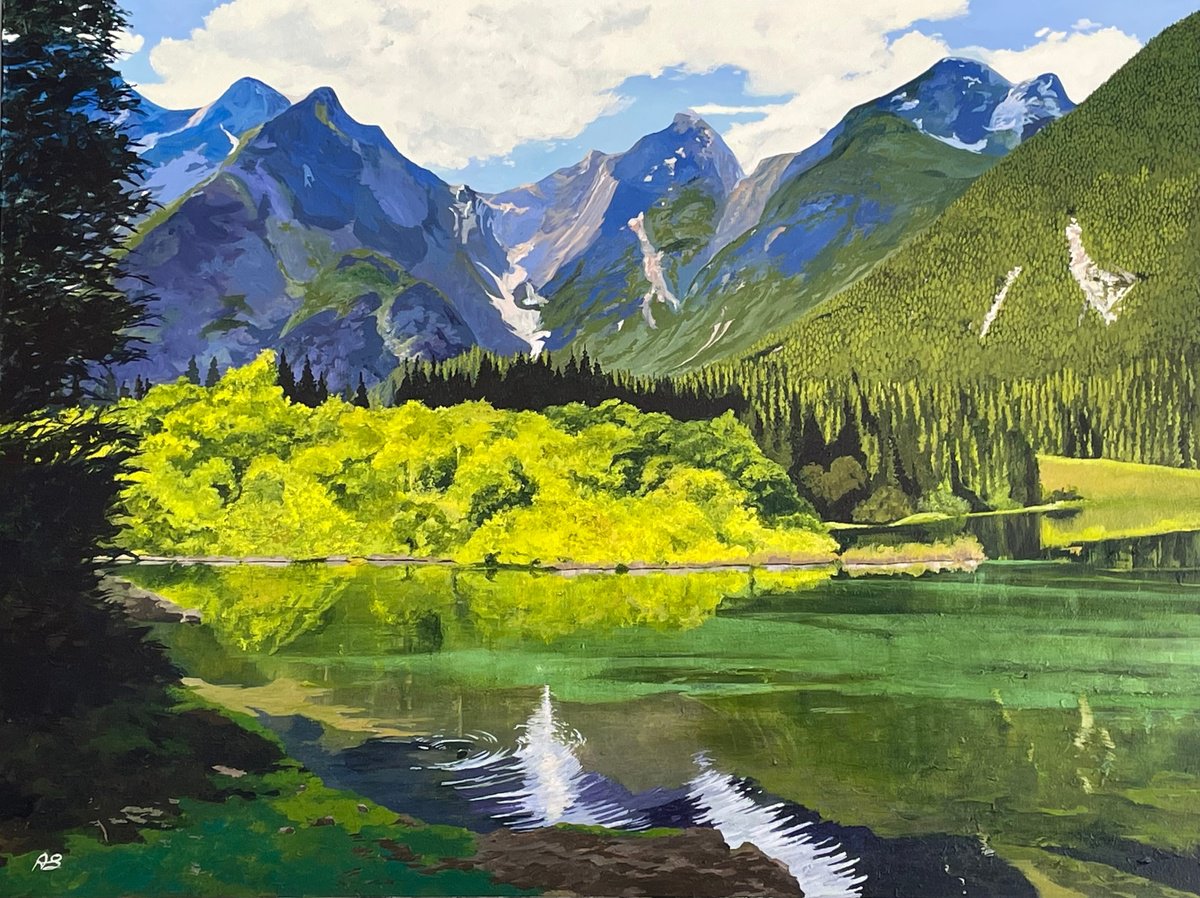 Photorealistic Landscape Acrylic Painting By Anne Shaughnessy, 40 X 30, All I Need, Original Artwork