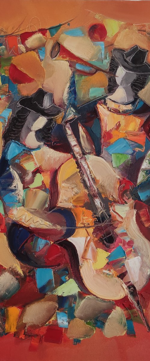 Jazz (60x50cm ,oil/canvas, abstract art, ready to hang) by Hayk Miqayelyan