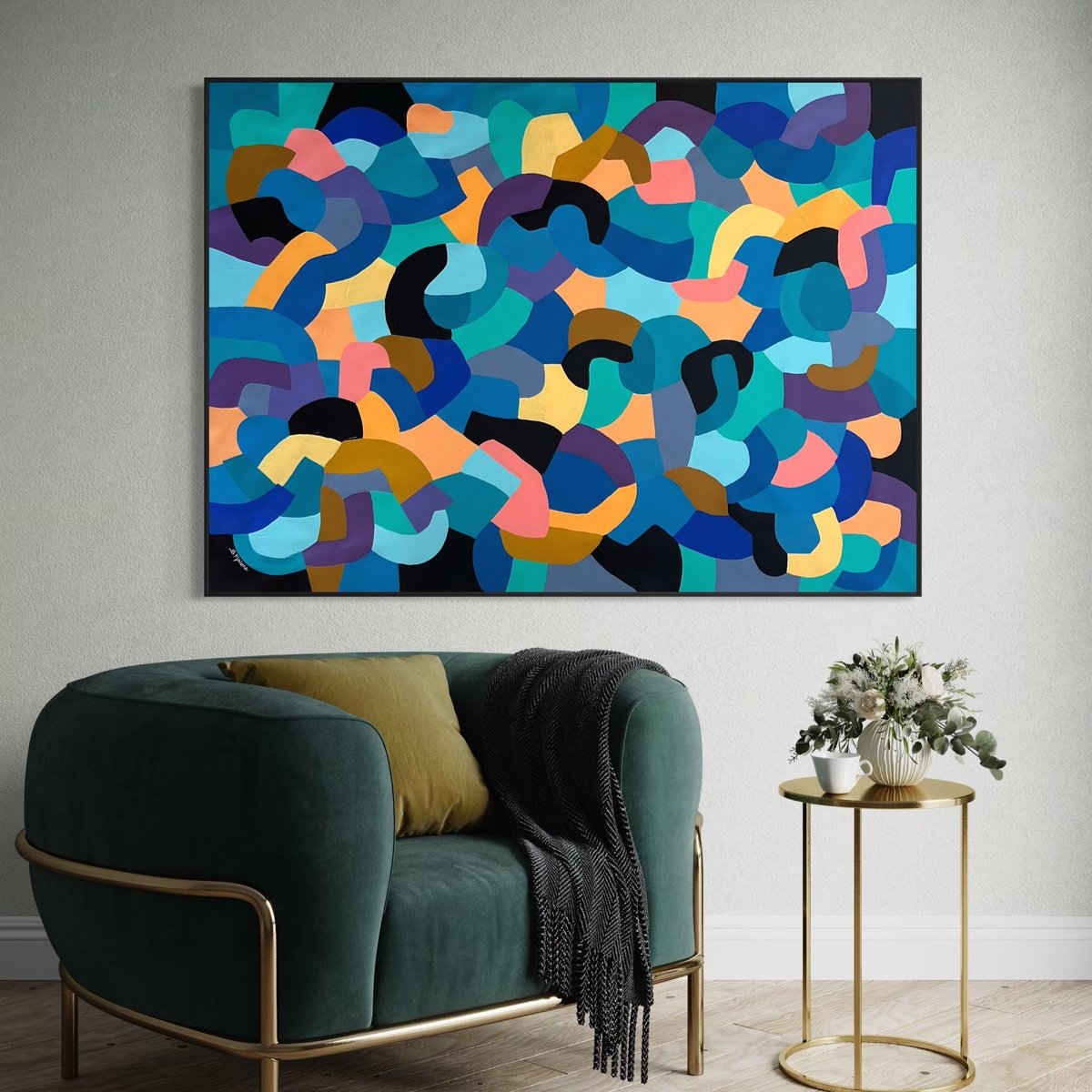 Abstract Acrylic Painting By Samantha Malone, 37 X 51", There