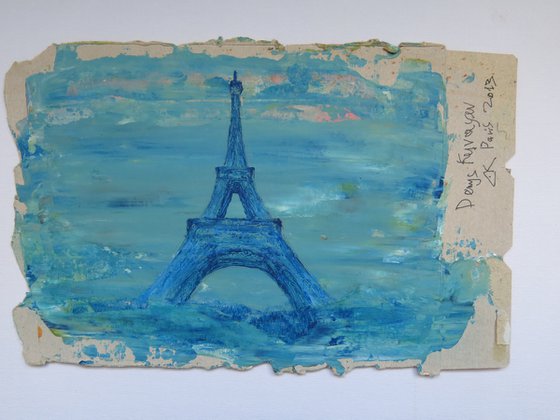 Startonight Canvas Wall Art Blue Eiffel Tower Paris France