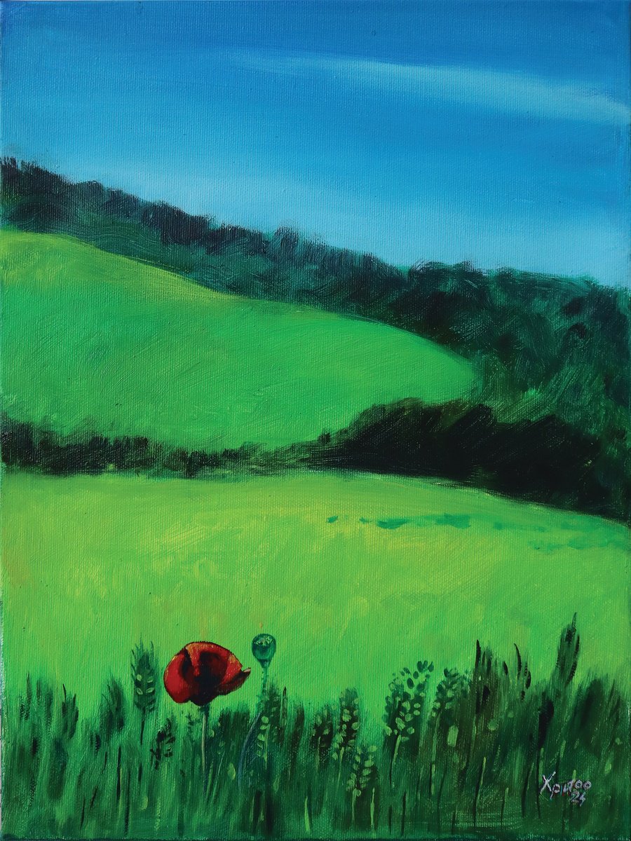 Impressionistic Landscape Oil Painting By Hristo Hristov, 12 X 16, Brat, Original Artwork