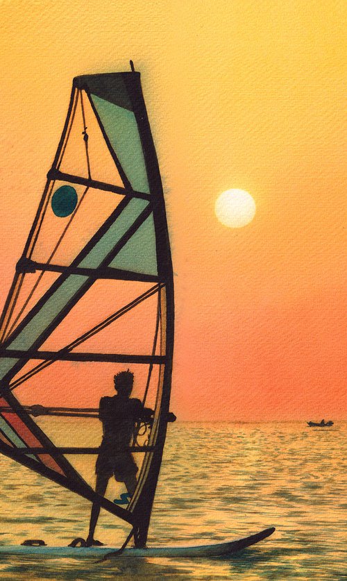 Windsurfing into the Sunset by REME Jr.