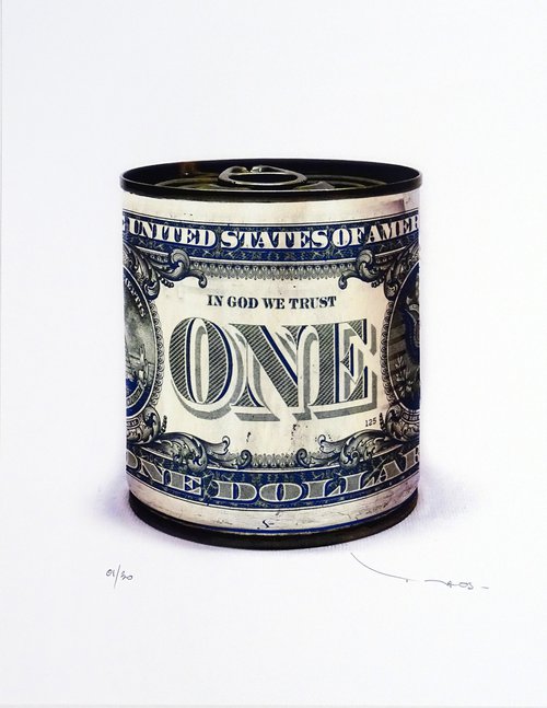 Tehos - One dollar tin can - B - blue by Tehos
