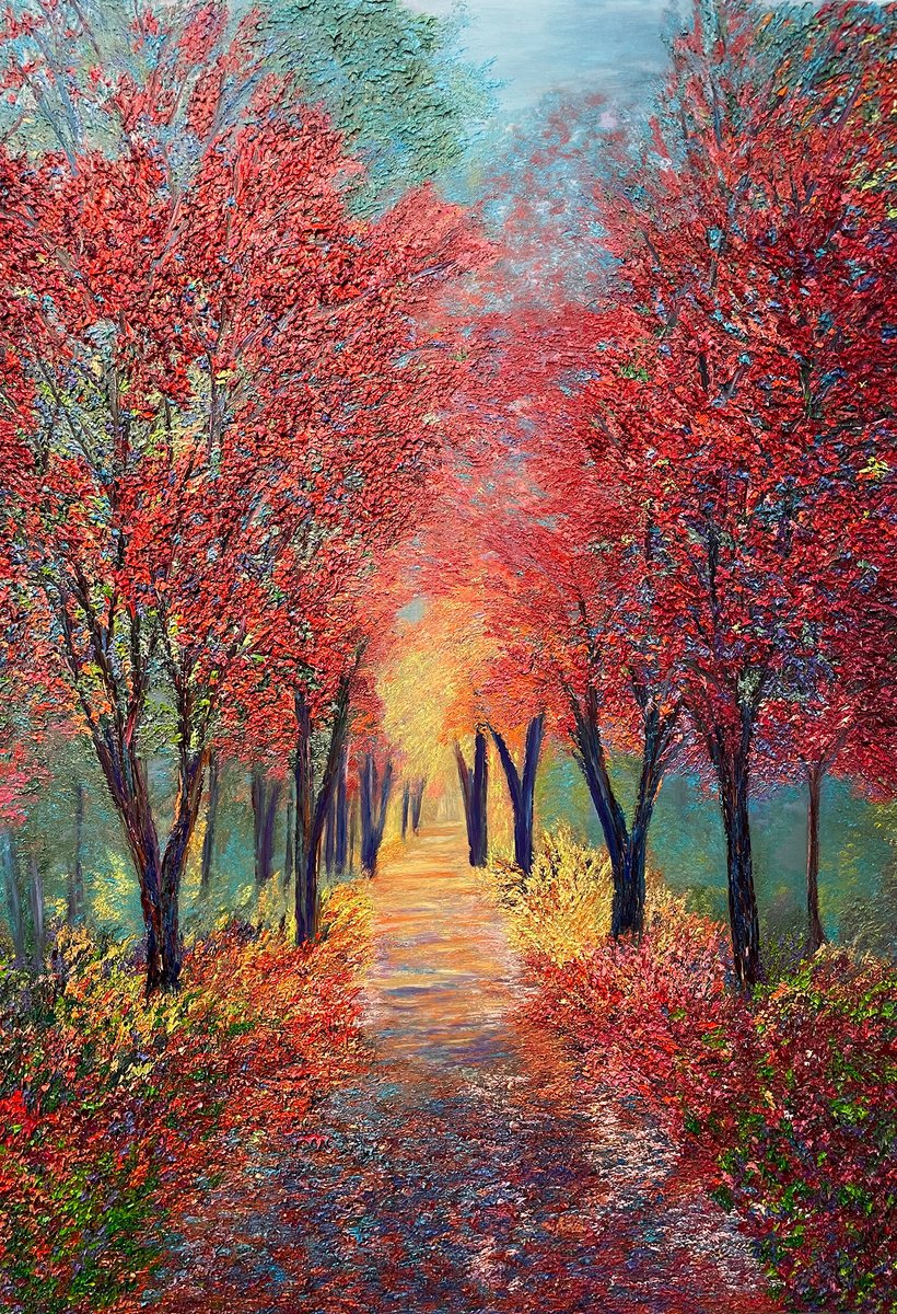 Impressionistic Landscape Oil Painting By Kenneth Halvorsen, 48 X 68", Plume, Original Artwork