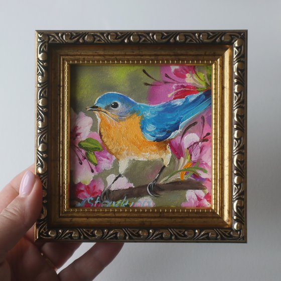 Bluebird on Blossom Branch, Happiness Bird