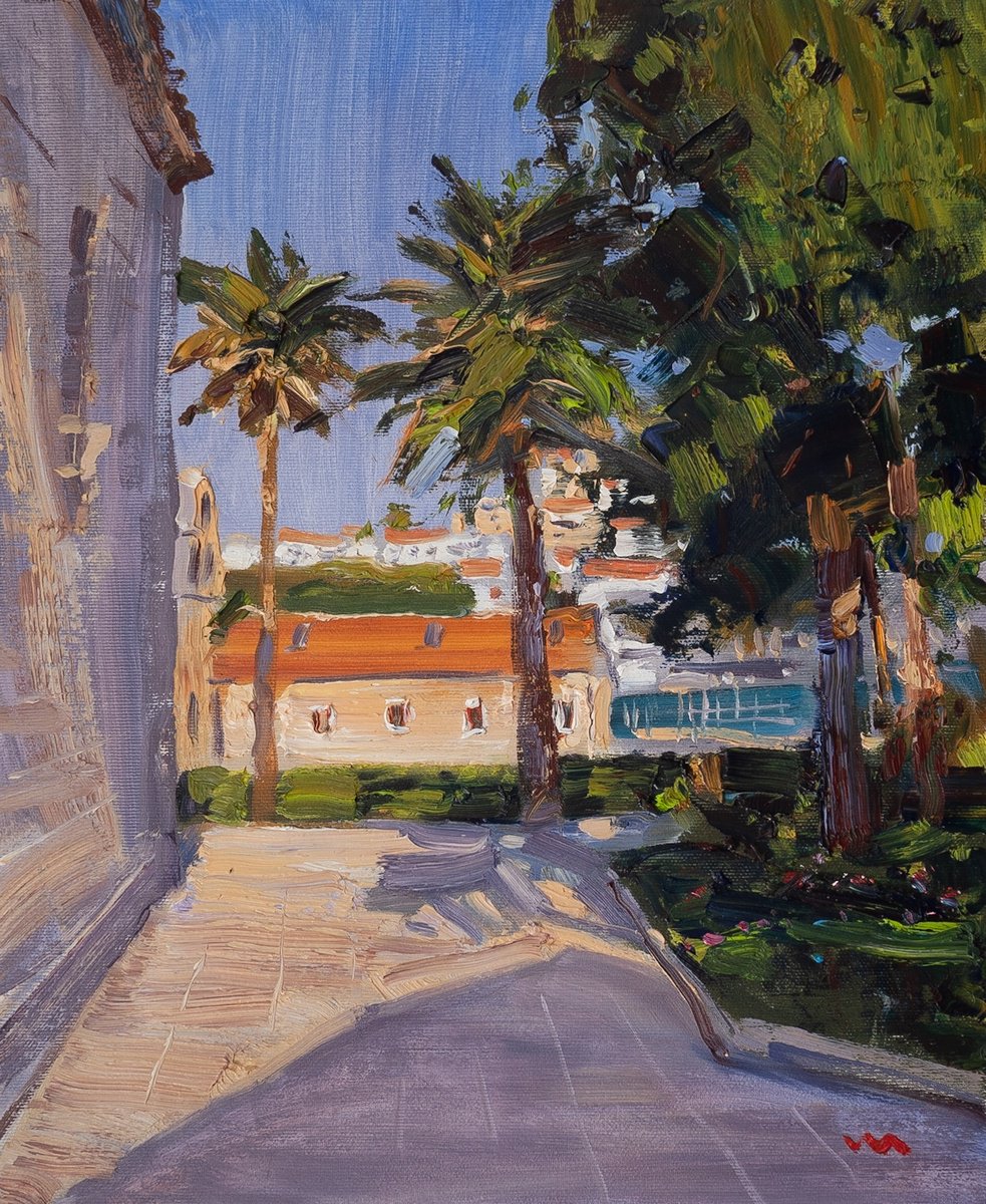 Expressive Cityscapes Oil Painting By Vasyl Moldavchuk, 13 X 16", Budva, Original Artwork