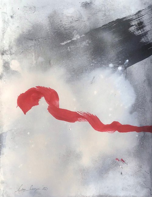 DIVE INTO BLACK WITH RED II by Maria Bacha