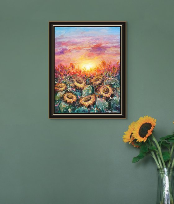 Sunflowers at Sunset