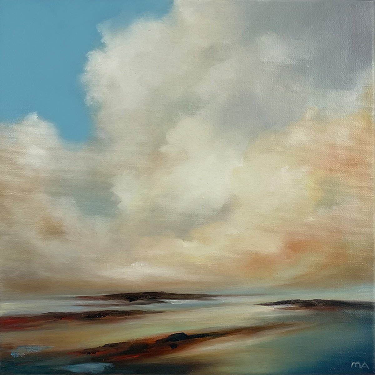 Abstract Landscape Oil Painting By Mullo Art, 14 X 14", Windswept Dreams, Original Artwork