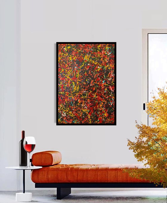 AUTUMN, Pollock style, framed