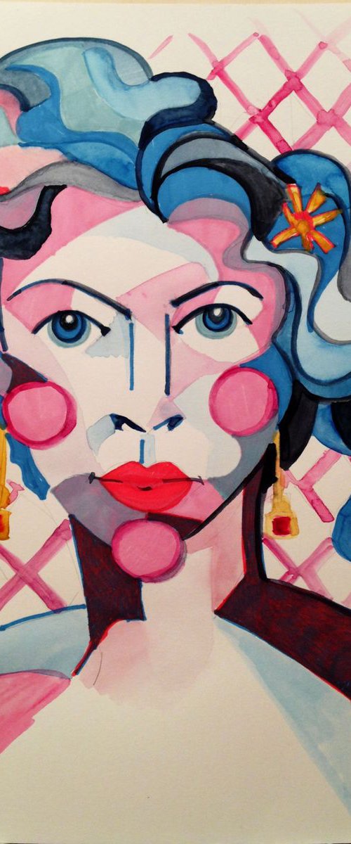 Lady 3/ Original watercolor on paper-23 x 30 cm (9' x 12') by Carlo Toma