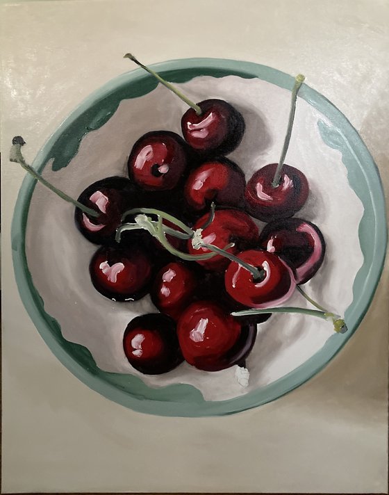 cherries in diner crockery