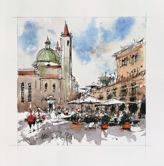 Ascoli, watercolor on paper.