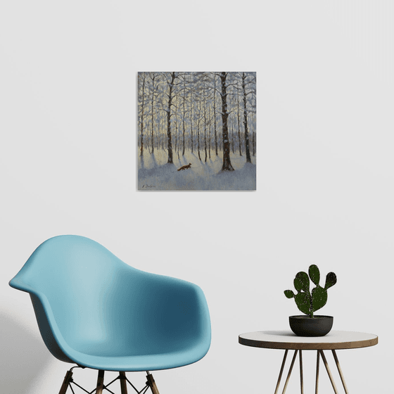 The Winter Morning In The Forest - winter landscape painting