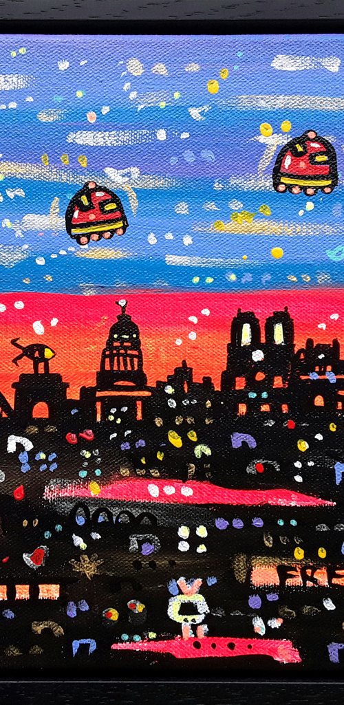 Funky View of Paris at  Night by Maria Luisa  Azzini