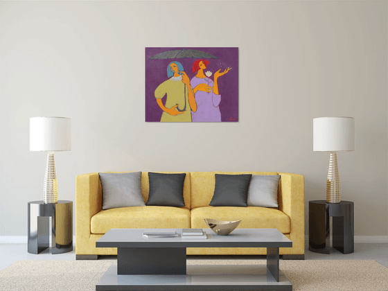 Two under an umbrella.