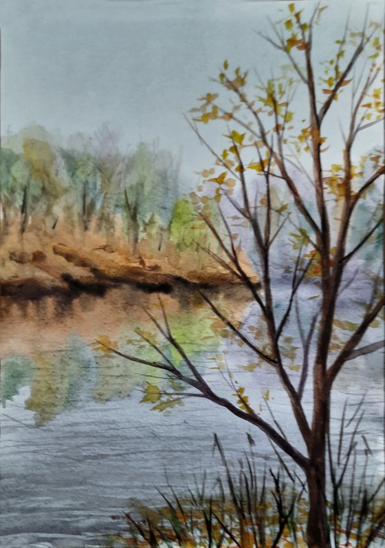 Gentle autumn I - watercolor landscape