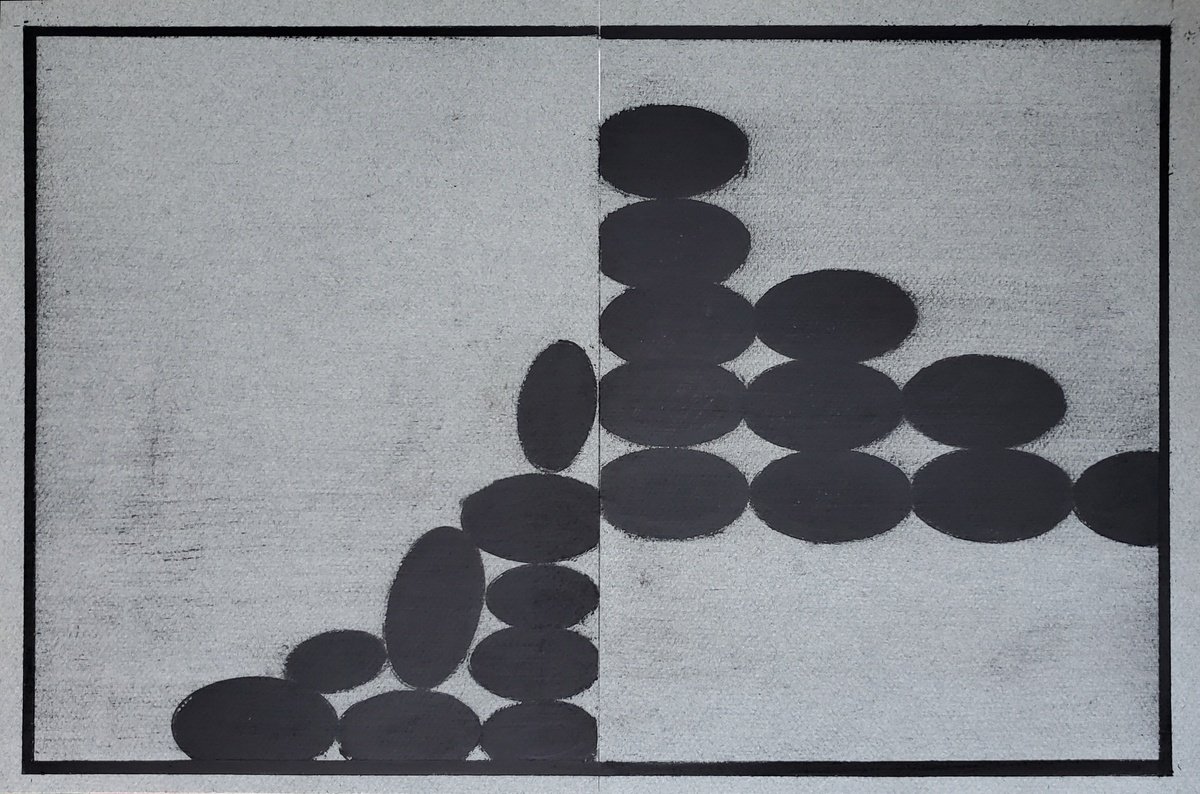 Geometric Abstract Charcoal Drawing By Shelton Walsmith, 18 X 12", 2 Scenarios, Original Artwork