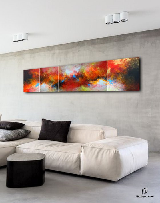 250x60cm. / Abstract Painting / © 2019 Alex Senchenko. /  Renewal