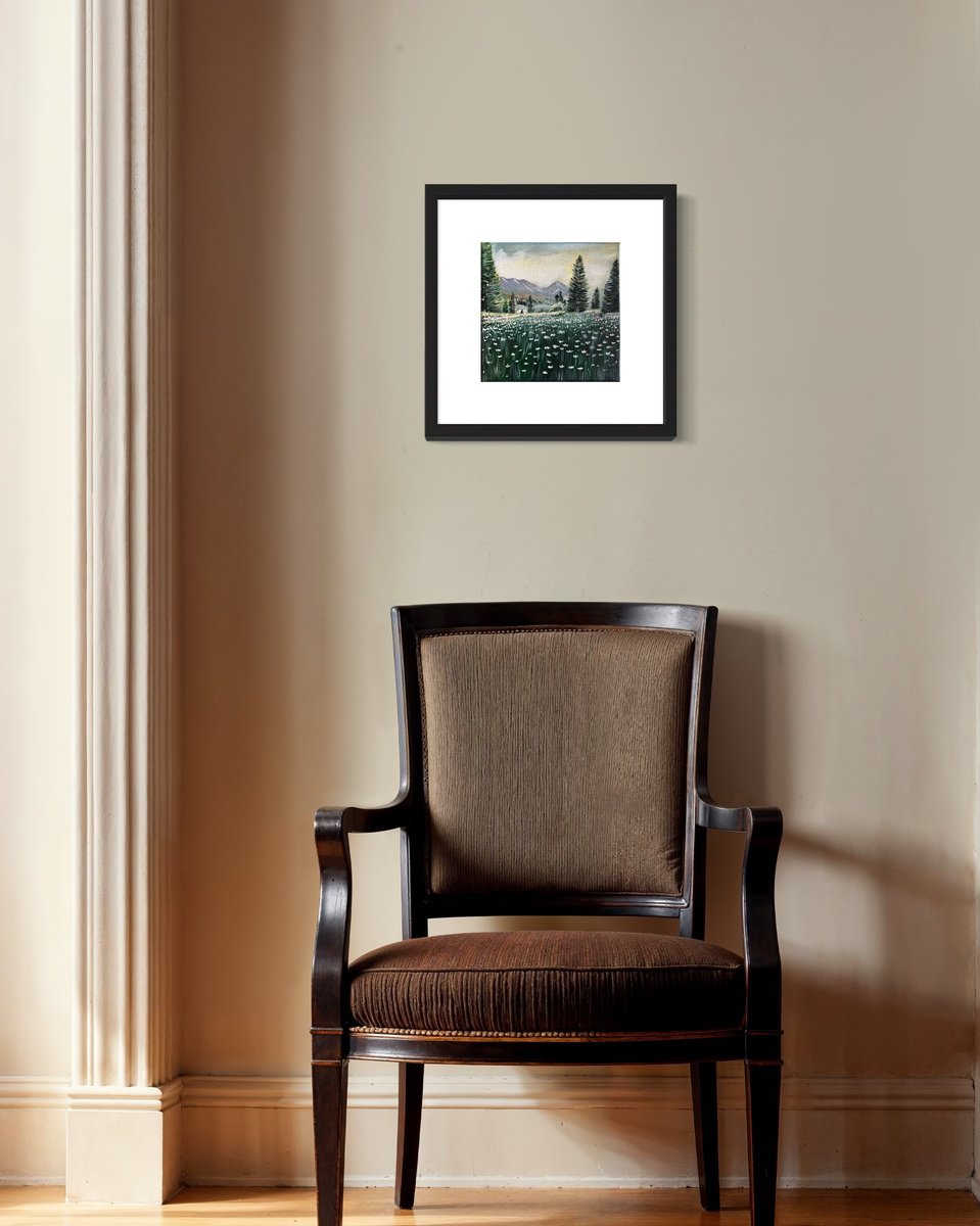 Impressionistic Landscape Acrylic Painting By Amelia Taylor, 8 X 8, Somewhere In The Mountains, Original Artwork