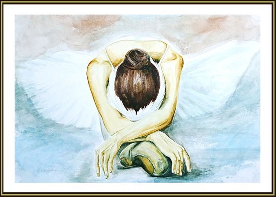 Swan. Original watercolor painting by Svetlana Vorobyeva
